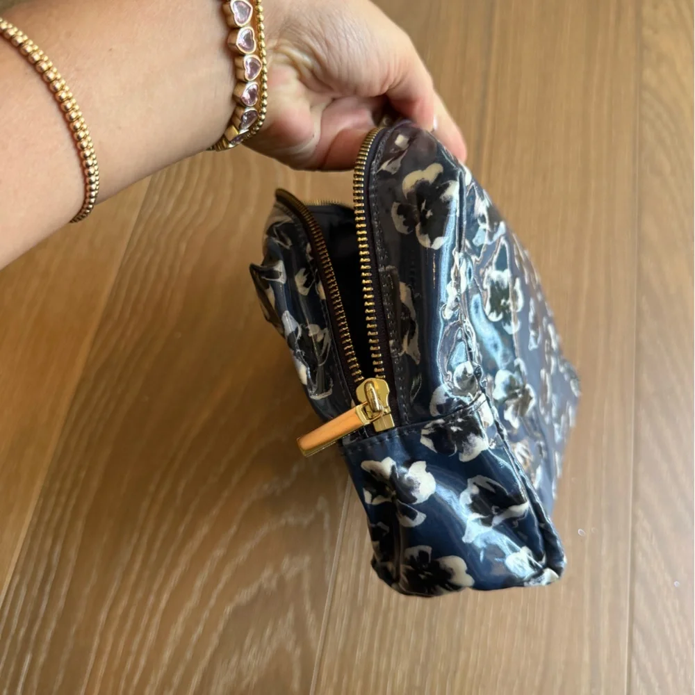 Tory Burch Navy and White Floral Pouch